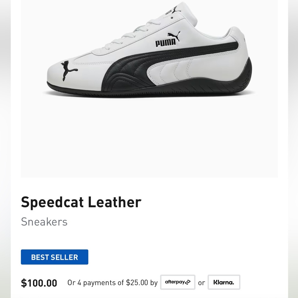 Puma Speedcat White and Black Sneakers